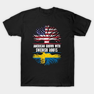 American Grown with Swedish Roots USA Flag T-Shirt